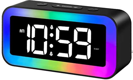 Digitale Wekker Kind Met RGB-Licht en Spraakbesturing - LED Tafelklok Met Snooze En Helderheidsdimmer van Novogo.