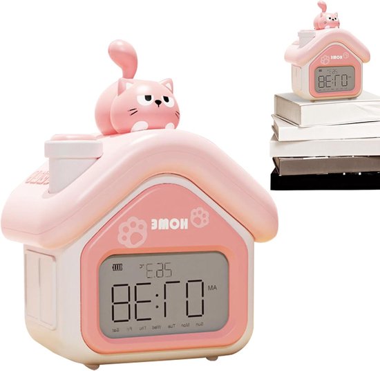 Digitale Wekker - Kinderklok - Tijd Leren - Aanpasbare Helderheid - 95 cm Breed - Roze