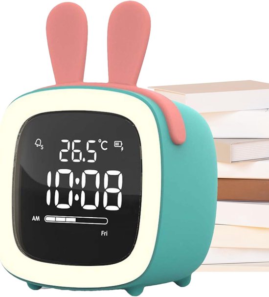 Digitale Wekker - Kinderslaaptrainer - Ochtendroutine - Temperatuursensor - 12 cm breed - Meerkleurig