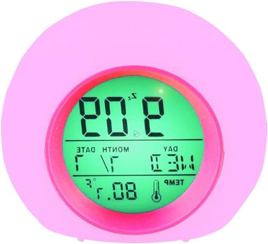 Digitale wekker - Kinderwekker LED - Zacht wakker worden - 7 Kleuren verandering - 100 x 90 x 90 mm van Merkloos