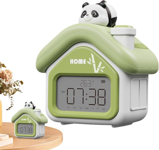 Digitale Wekker - Kinderwekker Nachtlampje - Slaap Oefenen - 5 inch Led Display - 14.2 cm Breed - Groen