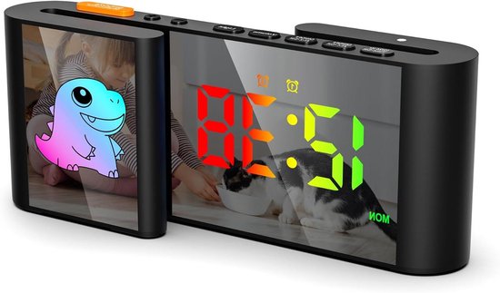 Digitale Wekker - Kinderwekker Nachtlampje - Wakker Worden - RGB Kleurendisplay - 18 x 55 x 8 cm - Zwart