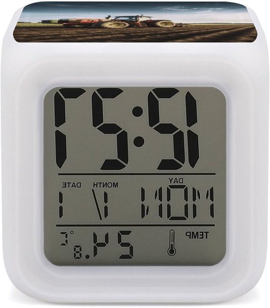 Digitale Wekker - Klok Nachtlampje - Wakker Worden - 7 Kleuren Veranderend - 8 cm - Wit