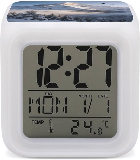 Digitale Wekker - Klok Tafelklok - Slaaptraining - 7 Kleuren - 8 cm Hoogte - Wit