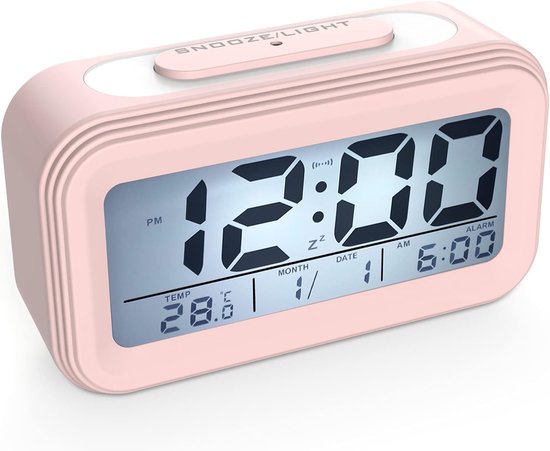 Digitale Wekker - LED Klok - Dagelijkse Tijdweergave - Groot Helder Display - 11 x 4.5 cm - Roze