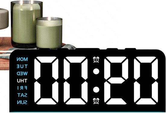 Digitale wekker - LED klok - Sfeerverlichting thuis - Omgevingslichtsysteem - 54B centimeter - Zwart Blauw