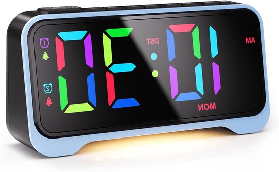 Digitale Wekker - LED Klok - Wakker Worden - Dynamische Kleuren - Groot Display - Zwart