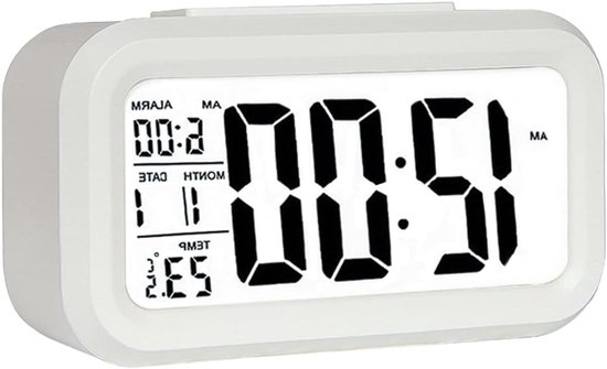 Digitale wekker - Led klok - Wakker worden - Intelligente sensor - 13.5 cm breed - Zwart