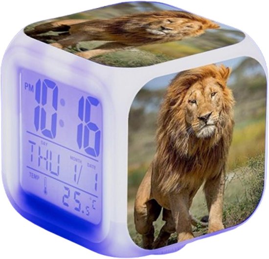 Digitale Wekker met Kleurrijk Nachtlampje en Dierenthema - Ideaal voor Tieners en Zware Slapers van Merkloos
