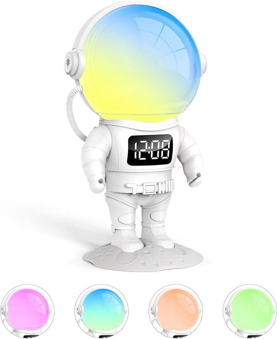 Digitale wekker met nachtlampje in 8 kleuren, instelbare helderheid en 26 slaapgeluiden van Merkloos