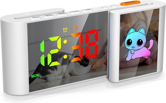 Digitale Wekker met Nachtlampje - Kinderwekker S-Vormig LED - Dimbaar Volume & Snooze van Merkloos