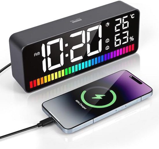 Digitale Wekker met RGB-nachtlampje en 2 Alarmmodi voor Kinderen
