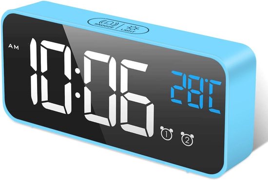 Digitale Wekker met Temperatuur, Groot LED Display, Snoozefunctie, en Instelbare Helderheid - 2 Wekkers en 10 Beltonen van $