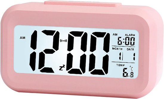 Digitale Wekker - Nachtkastje Klok - Wakker Worden - Automatische Achtergrondverlichting - 136 cm - Roze