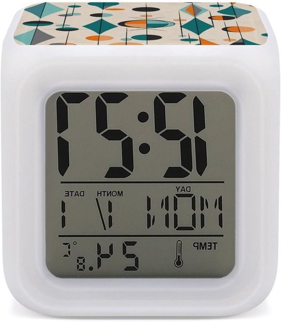 Digitale Wekker - Nachtkastje Klok - Wakker Worden - Verstelbaar Kleurenlicht - 79 x 79 cm - Geometrisch