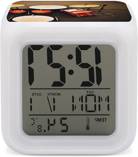 Digitale Wekker - Nachtlamp Klok - Wakker Worden - 7 Kleuren Licht - Vierkant Ontwerp - Zwart