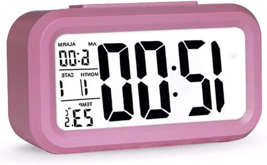Digitale Wekker - Nachtlamp Klok - Wakker Worden - Verstelbaar Licht - Mini Formaat - Wit