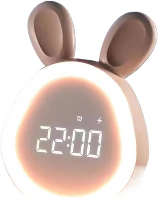 Digitale Wekker - Schattige Kinderwekker - Slaapkamer Decoratie - Continu Dimbaar Nachtlampje - 88 x 73.5 x 112 mm - Roze