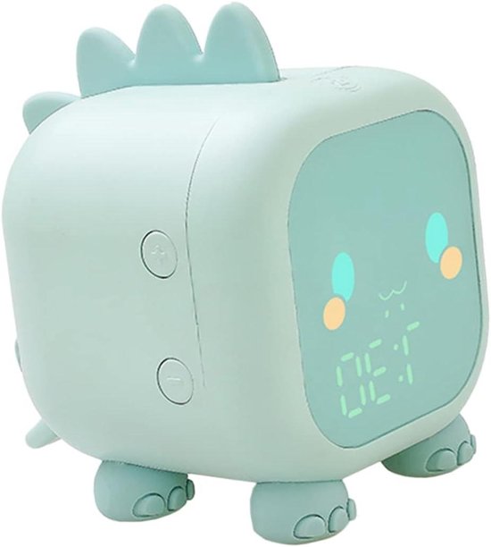 Digitale Wekker - Slaaptrainer Kinderen - Leren Wakker Worden - Spraakbesturing Nachtlampje - 11.7 x 11.5 cm - Groen