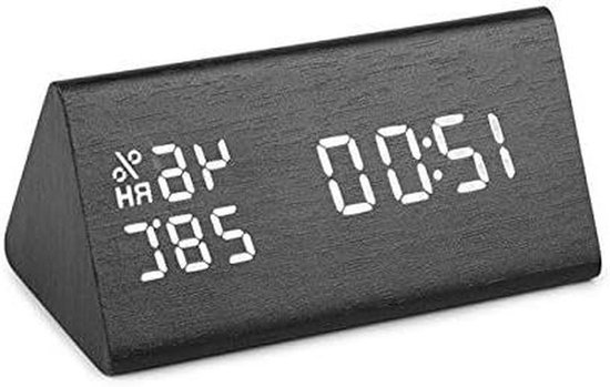 Digitale Wekker - Tafelklok LED - Wakker Worden - Met Stembediening - 15 cm Lengte - Houtkleur