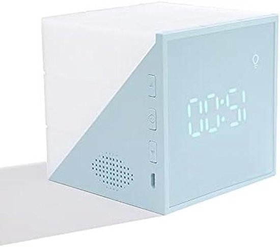 Digitale wekker - Tafelklok nachtlampje - Kinderslaap training - Kleurrijke sfeerverlichting - 82 x 82 mm - Blauw