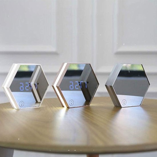 Digitale Wekker - Tafellamp Spiegel - Wakker Worden - Touch Sensing - 137 cm - Zilver van Merkloos
