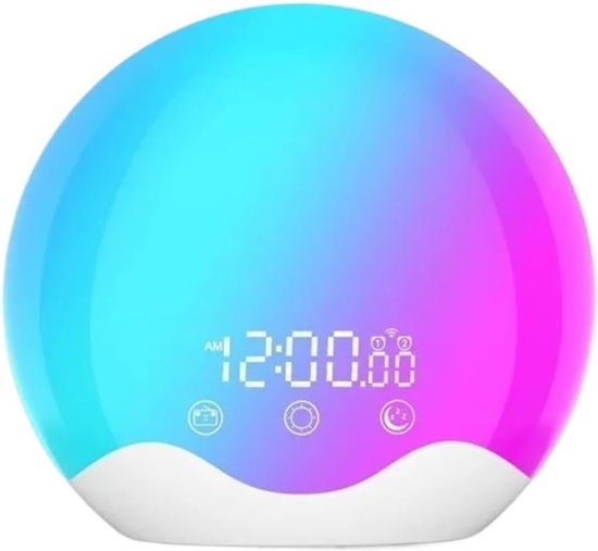 Digitale Wekker - Wake-up Light - Rustig Wakker Worden - Dubbelzijdig Natuurlicht - 18 cm Diameter - Meerdere Kleuren
