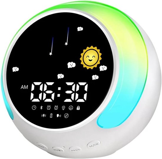 Digitale Wekker - Weerstation Kinderwekker - Slaaptraining Kinderen - Met Wake-up Light - 10x10mm - Wit