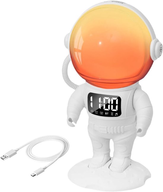 Digitale zonsopgangwekker - astronautenstijl - 21 rustgevende geluiden - start de dag ontspannen - ShopVlot