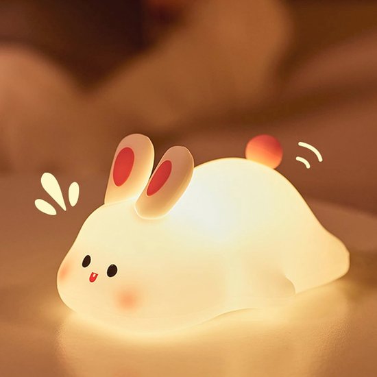 Dimbaar Konijntje Nachtlampje voor Kinderen - Siliconen LED Bedlampje met Touch Sensor