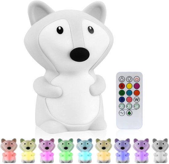 Dimbaar Silikon Nachtlicht - Schattige Fuchs Vorm - 9 Kleuren en Timer van Merkloos