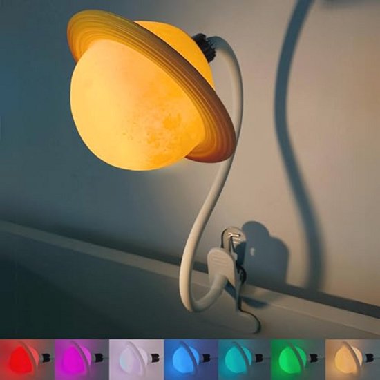 Dimbare Clip On Lamp voor Kinderkamer - Nachtlampje met 7 Kleuren en 6 Helderheidsniveaus van Merkloos