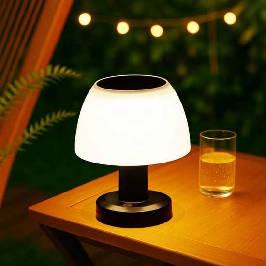 Dimbare Draadloze Buiten Tafellamp op Zonne-energie en USB Oplaadbaar