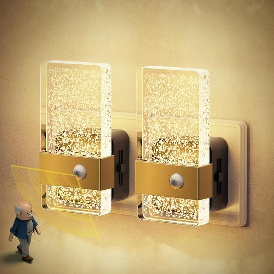 Dimbare Led Nachtlamp met Bewegingssensor en Schemersensor voor Stopcontact, Warm Wit Licht van Merkloos