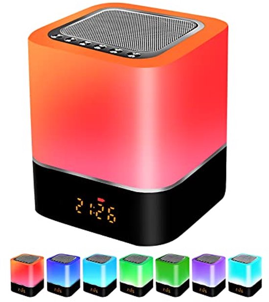Dimbare LED Nachtlamp met Wekker en Bluetooth Luidspreker - Touch Sensor, RGB Kleuren Verlichting voor Slaapkamer en Cadeau voor Tieners van Merkloos