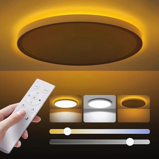 Dimbare LED Plafondlamp 24W met Afstandsbediening en Nachtlampfunctie van Merkloos