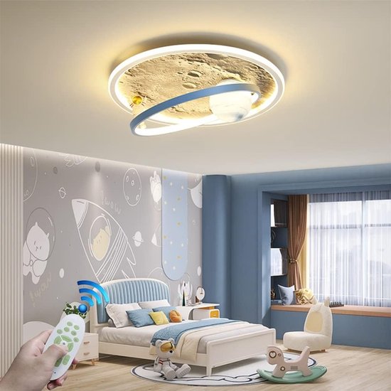 Dimbare LED Plafondlamp Maan Astronaut Ontwerp voor Kinderkamer - Afstandsbediening van Merkloos