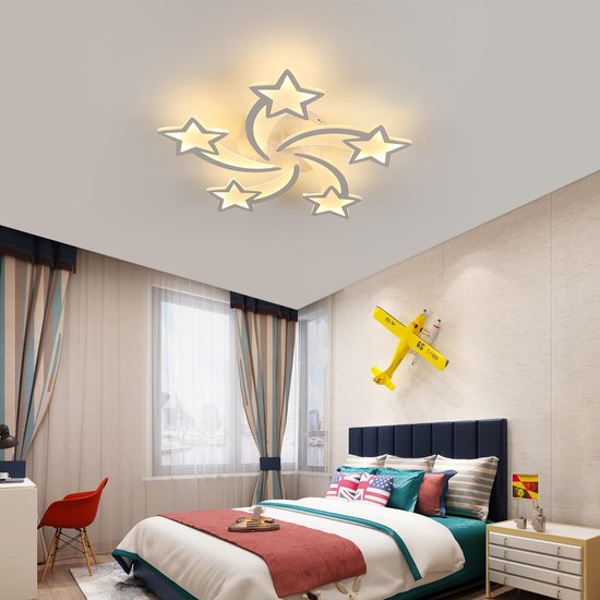 Dimbare LED Plafondlamp met Afstandsbediening - Creatieve Ster Vorm 5-koppige Plafondlamp voor Slaapkamer en Woonkamer