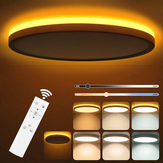 Dimbare LED plafondlamp met afstandsbediening en warm witte nachtmodus, perfect voor elke ruimte