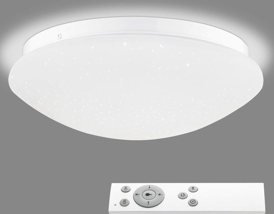 Dimbare LED Plafondlamp met Afstandsbediening - Ronde Plafonniere met Sterren - 12W - Ø 26 cm