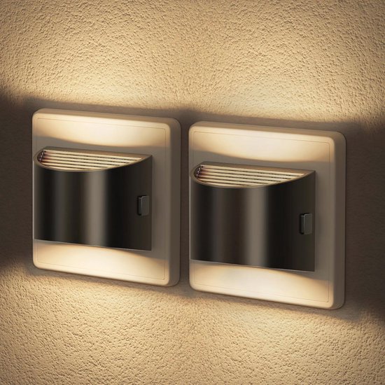 Dimbare nachtlamp 2 stuks - Warm wit 3000 K - Nachtlampje voor in het stopcontact