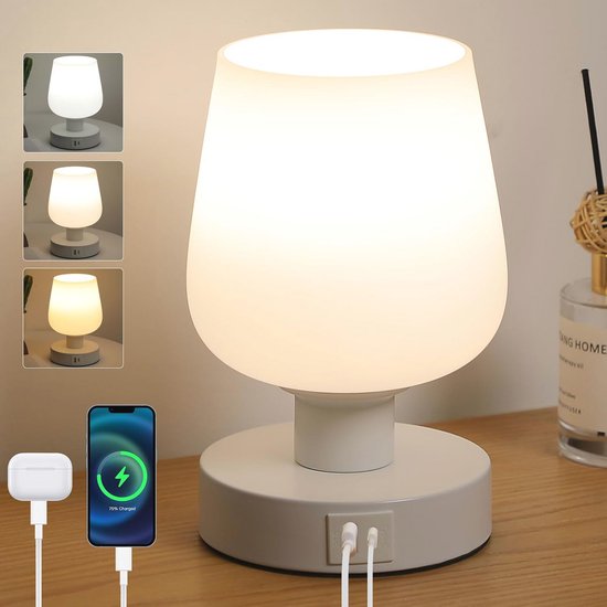 Dimbare Nachtlamp met Touchscreen en USB Poorten voor Woonkamer en Slaapkamer