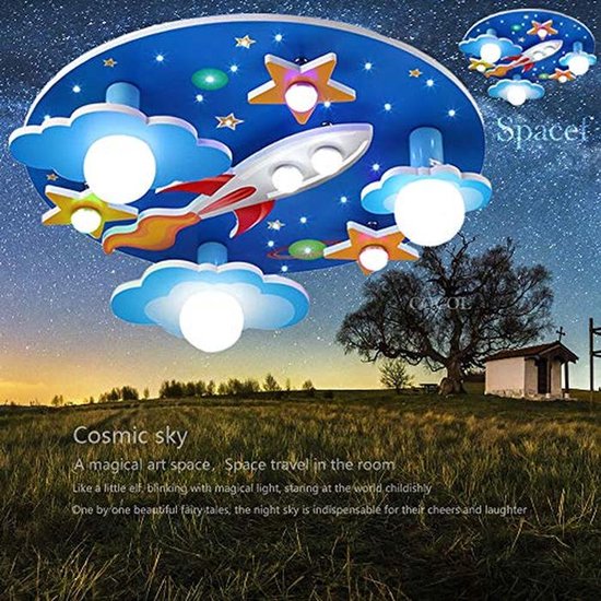 Dimbare Plafondlamp voor Kinderkamer in Kosmisch Sterrenontwerp - Decoratieve Verlichting voor Jongens en Meisjes van Merkloos
