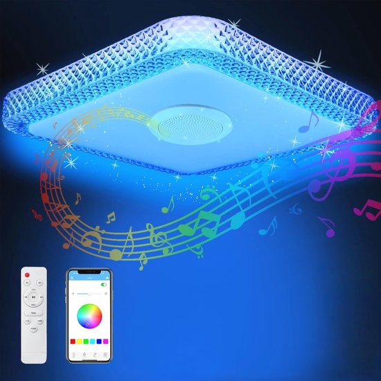 Dimbare RGB LED Plafondlamp met Bluetooth Speaker en Afstandsbediening - Ideaal voor Slaapkamer, Woonkamer en Kinderkamer