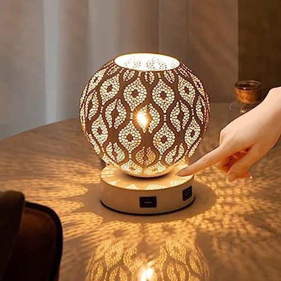 Dimbare Tafellamp met Touch Control en USB Oplaadfunctie - Modern Nachtlampje voor Slaapkamer en Kinderkamer