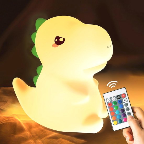 Dino Nachtlampje voor Kinderen met 16 Kleuren en Dimfunctie - Ideaal cadeau voor Jongens