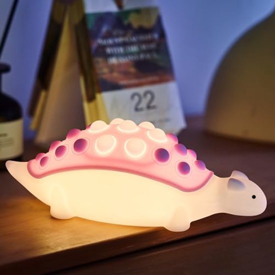 Dino Nachtlampje voor Kinderen – Silicone Pop Bubble Lamp met 7 Nachtlicht Modus – Oplaadbare Touch Lamp voor Babykamers