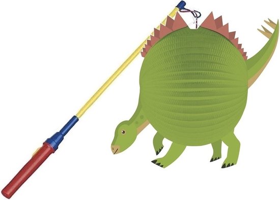 Dinosaurus bol lampion 25 cm met lampionstokje - Sint Maarten lampion dinosaurus - Kinderfeestje/kinderpartijtje lampionnen van Amscan