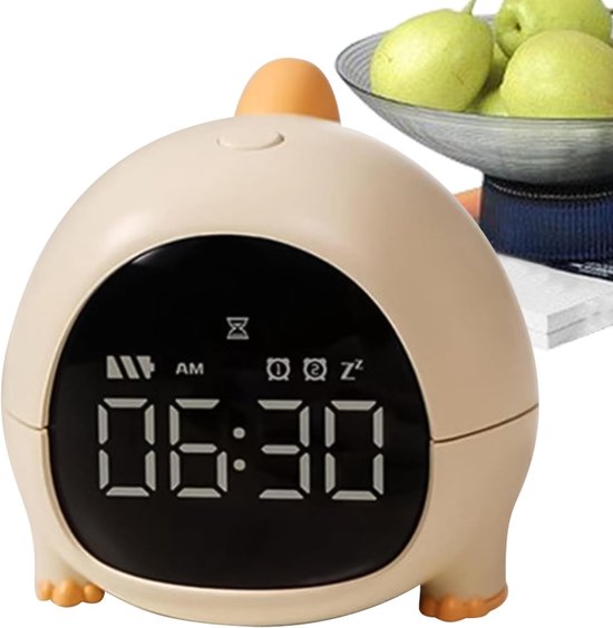 Dinosaurus Klok - Kinderwekker Digitaal - Wakker Worden - Creatief LED Display - 10x8x8 cm - Geel