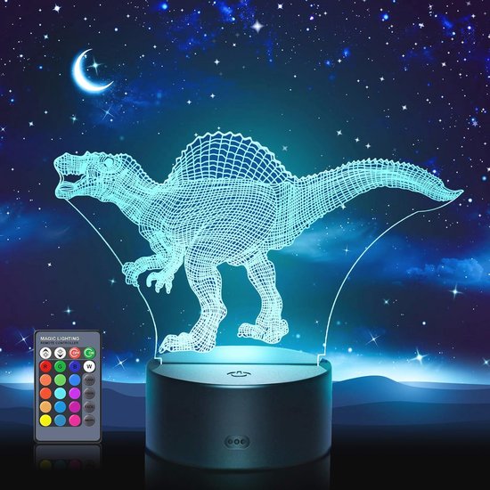 Dinosaurus Nachtlampje voor Kinderen - Creatief 3D LED Speelgoed voor Jongens en Meisjes van 2 tot 10 Jaar van HoloKids